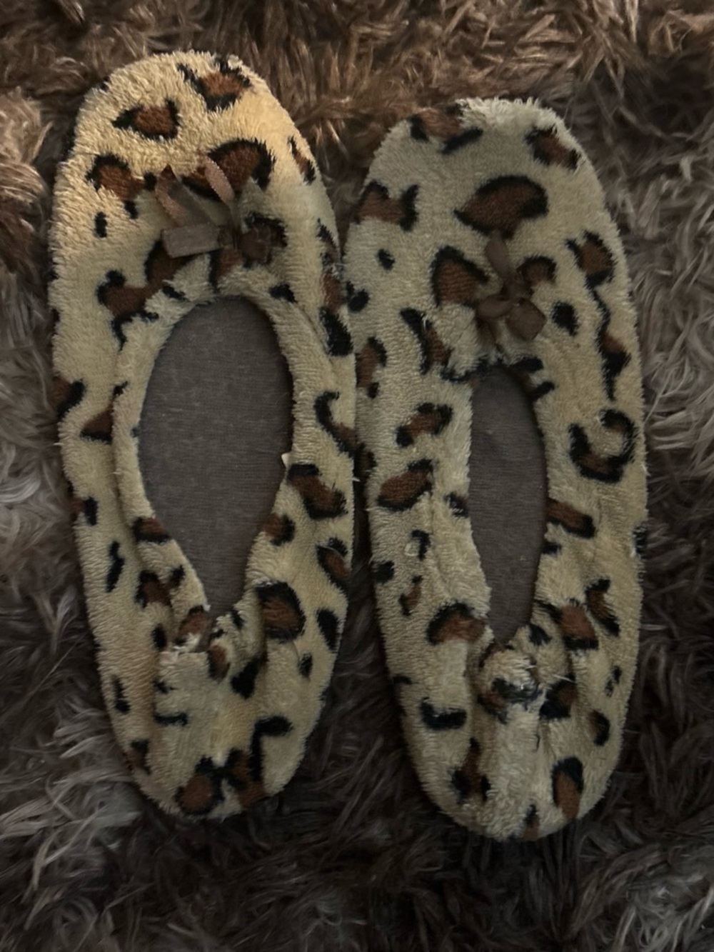 Leopard Print Fuzzy Ballet Slippers - Women's Cozy Slip-Ons